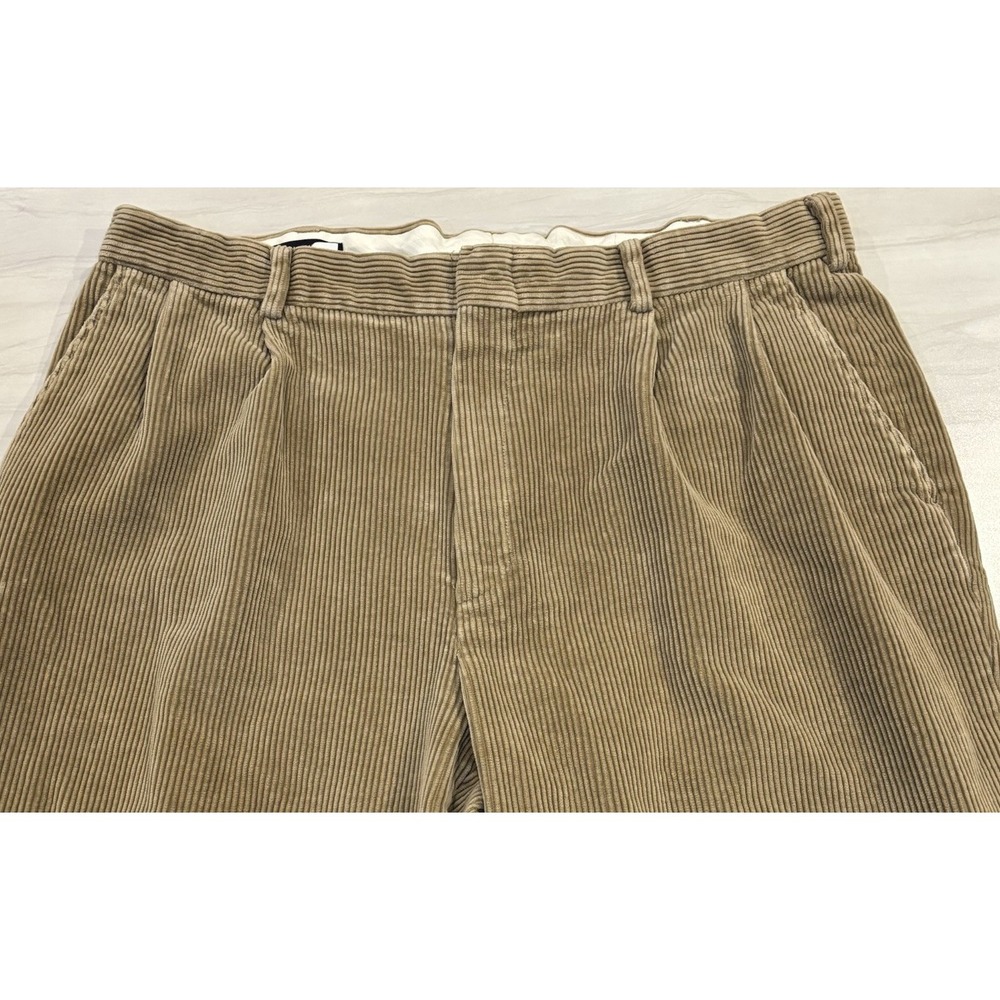 VTG Lands' End Men's Corduroy Pants 36 Tan/Khaki Double Pleated Traditional Fit - Picture 2 of 14
